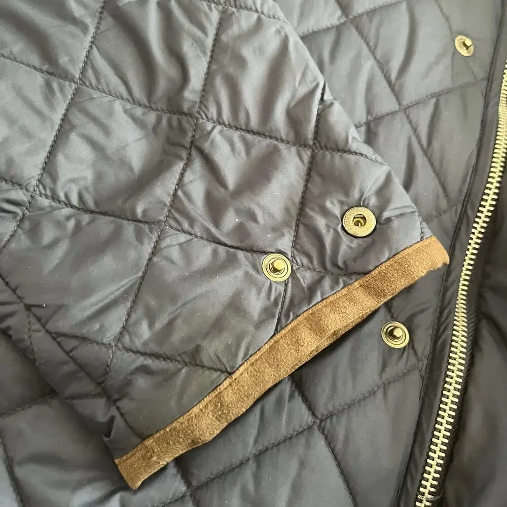 Peter Millar Suffolk Quilted Travel Coat XXL Navy Suede Trim Quiet Luxury